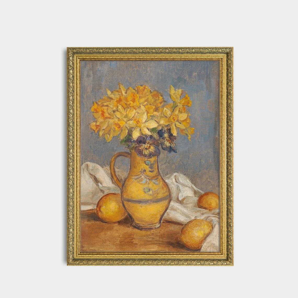 Golden Yellow Daffodils in a Pitcher with Lemons Still Life Poster - Image 2