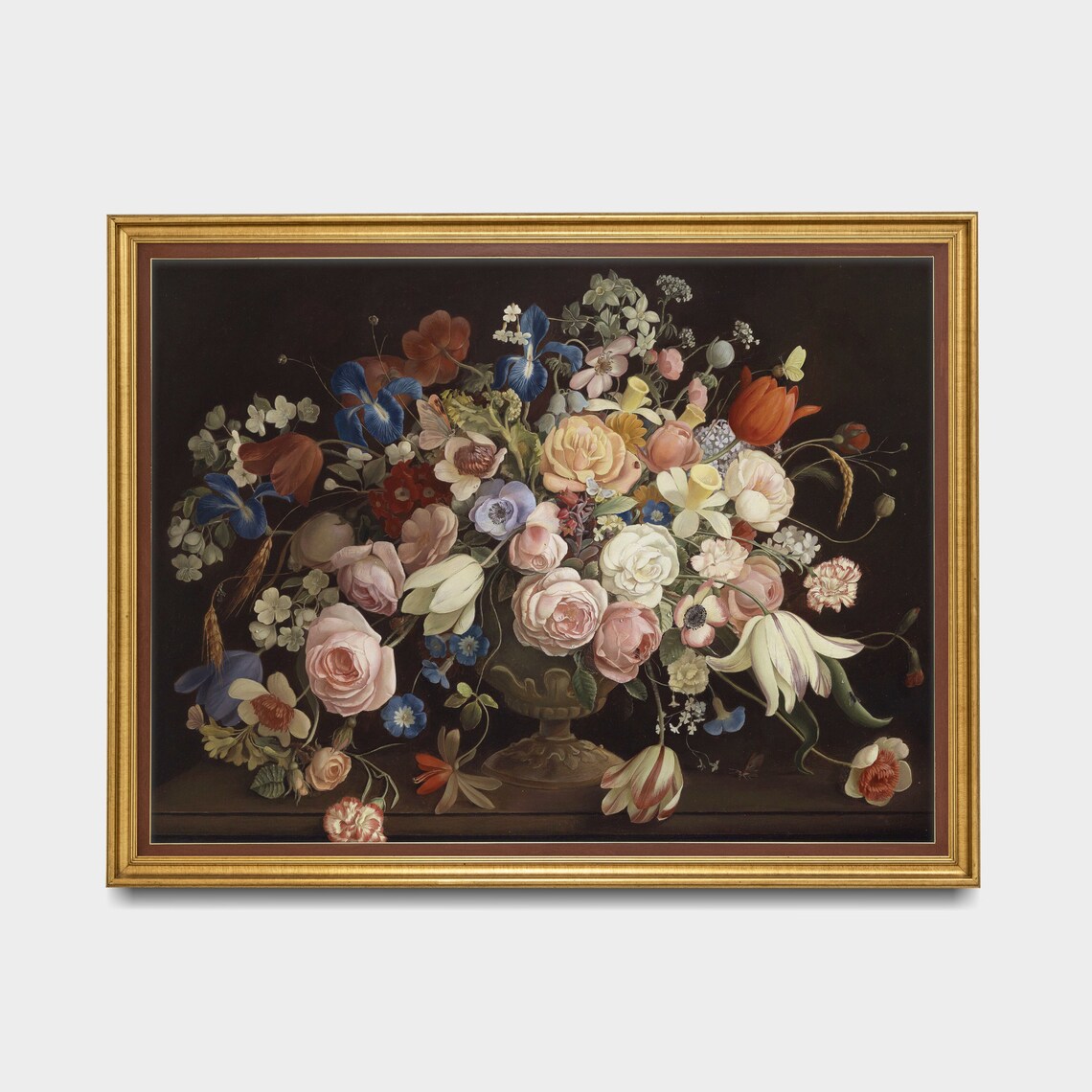 Dutch Master Floral Bouquet With Roses Iris And Tulips Vintage Poster - Image 5