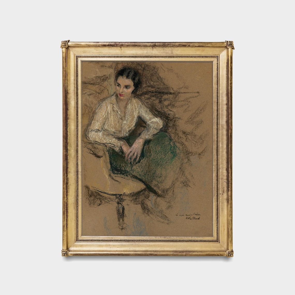 Seated Woman Charcoal Sketch Study Signed Edouard Vuillard Poster - Image 5