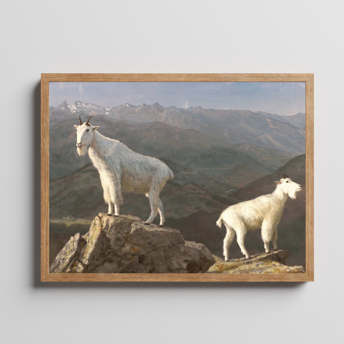 Vintage Wall Art Mountain Goats Painting Antique Art Painting Wall Art 18th Century Art Above Bed Farmhouse Art