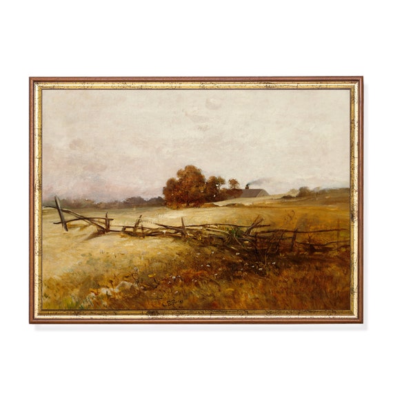 Printed And Shipped Vintage Autumn Landscape Antique Fall Painting Rustic Moody Print Nature Forest Fine Art Physical Prints
