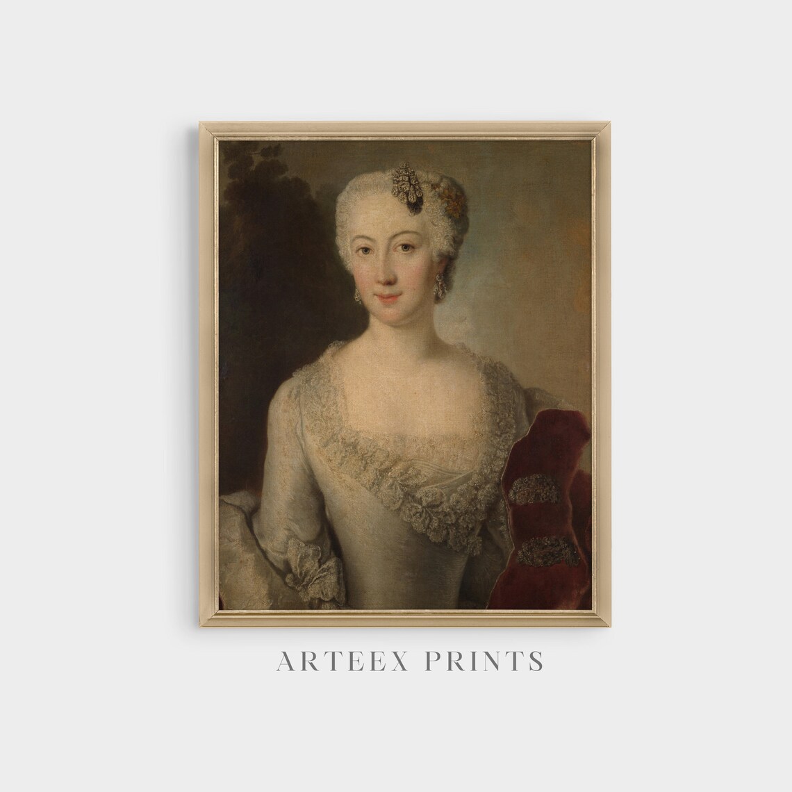 18th Century Lady Rococo Style Aristocrat Antique Portrait Painting Poster - Image 4