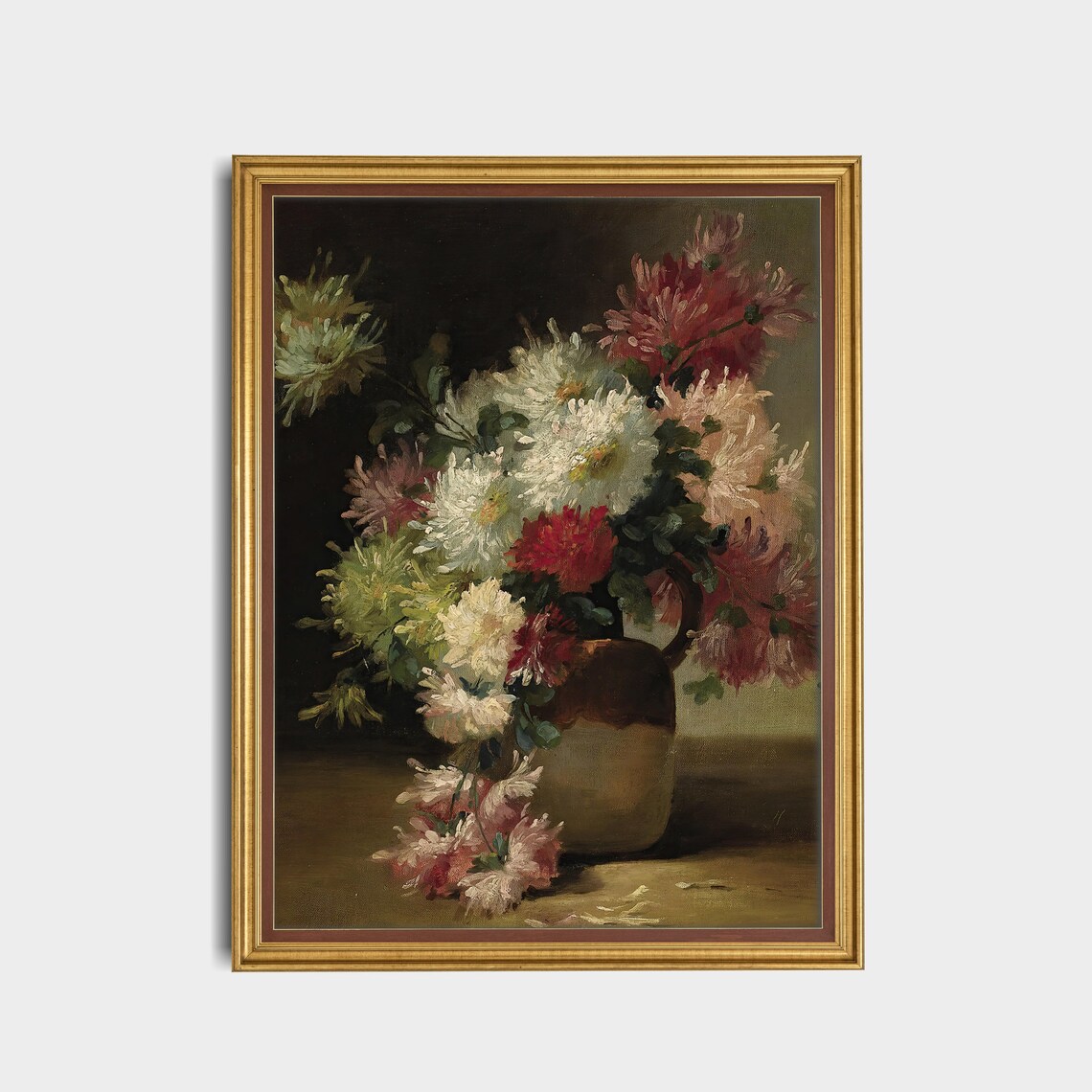 Vintage Chrysanthemum Bouquet in a Pitcher Floral Art Poster - Image 5
