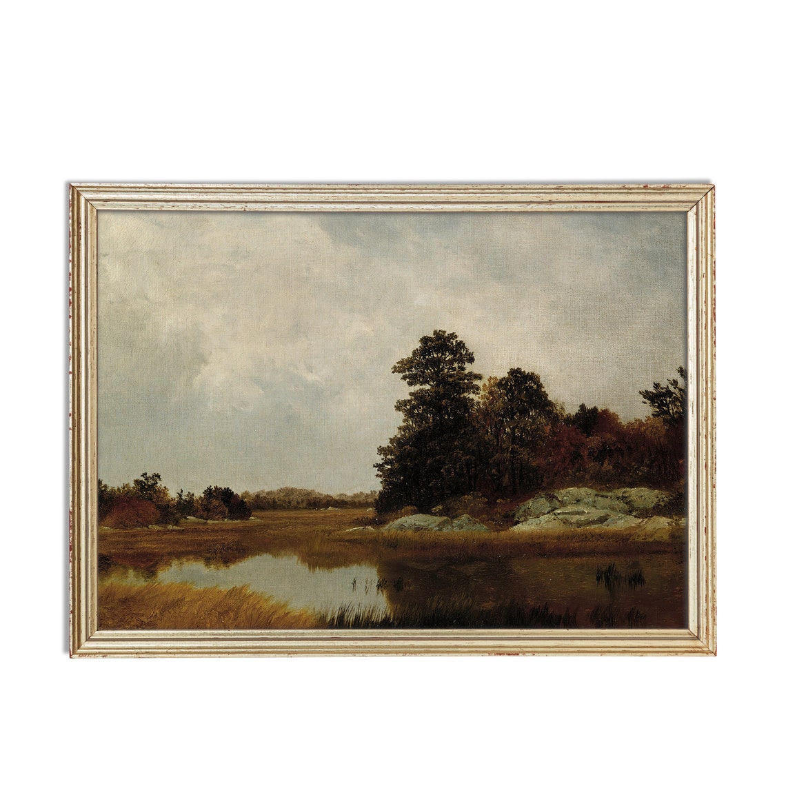 Autumn Wetland Pond With Golden Trees Vintage Landscape Poster - Image 2