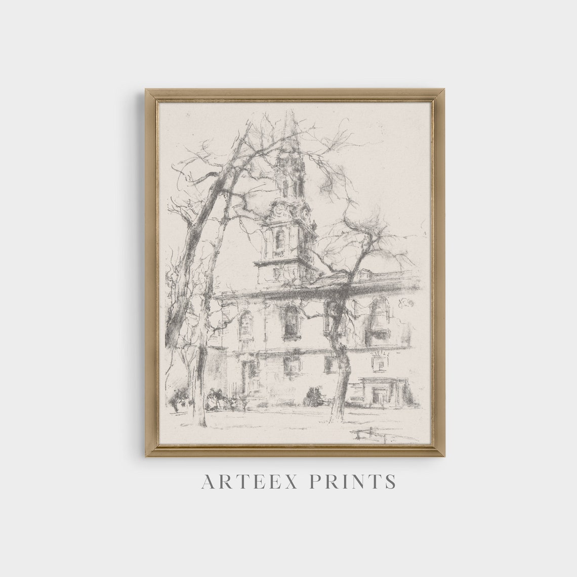 Vintage Wall Art Architecture Sketch Drawing Print Neutral Antique Art Vertical Wall Art Rustic Art - Image 4