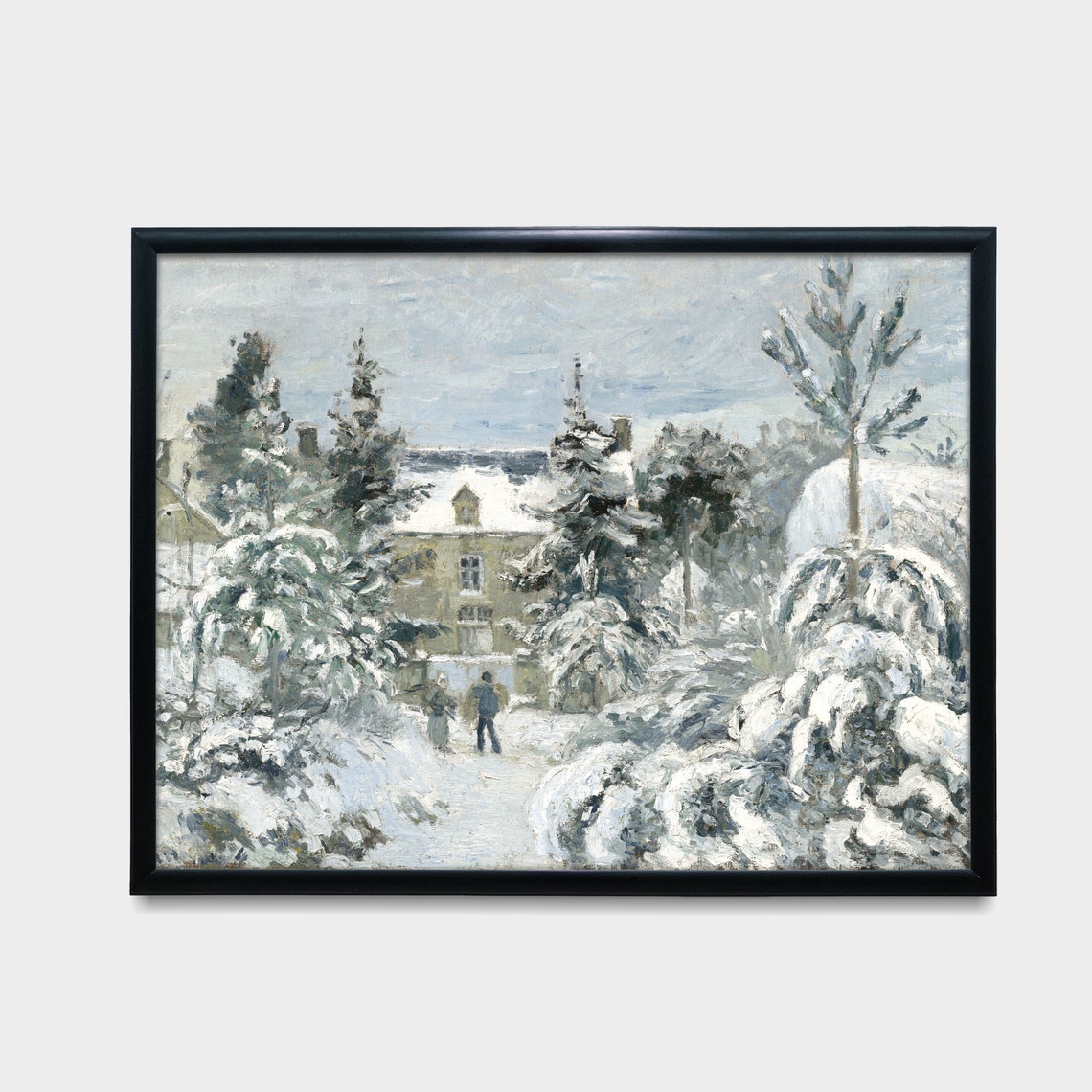 Impressionist Country House in Falling Snow Painterly Winter Poster - Image 3