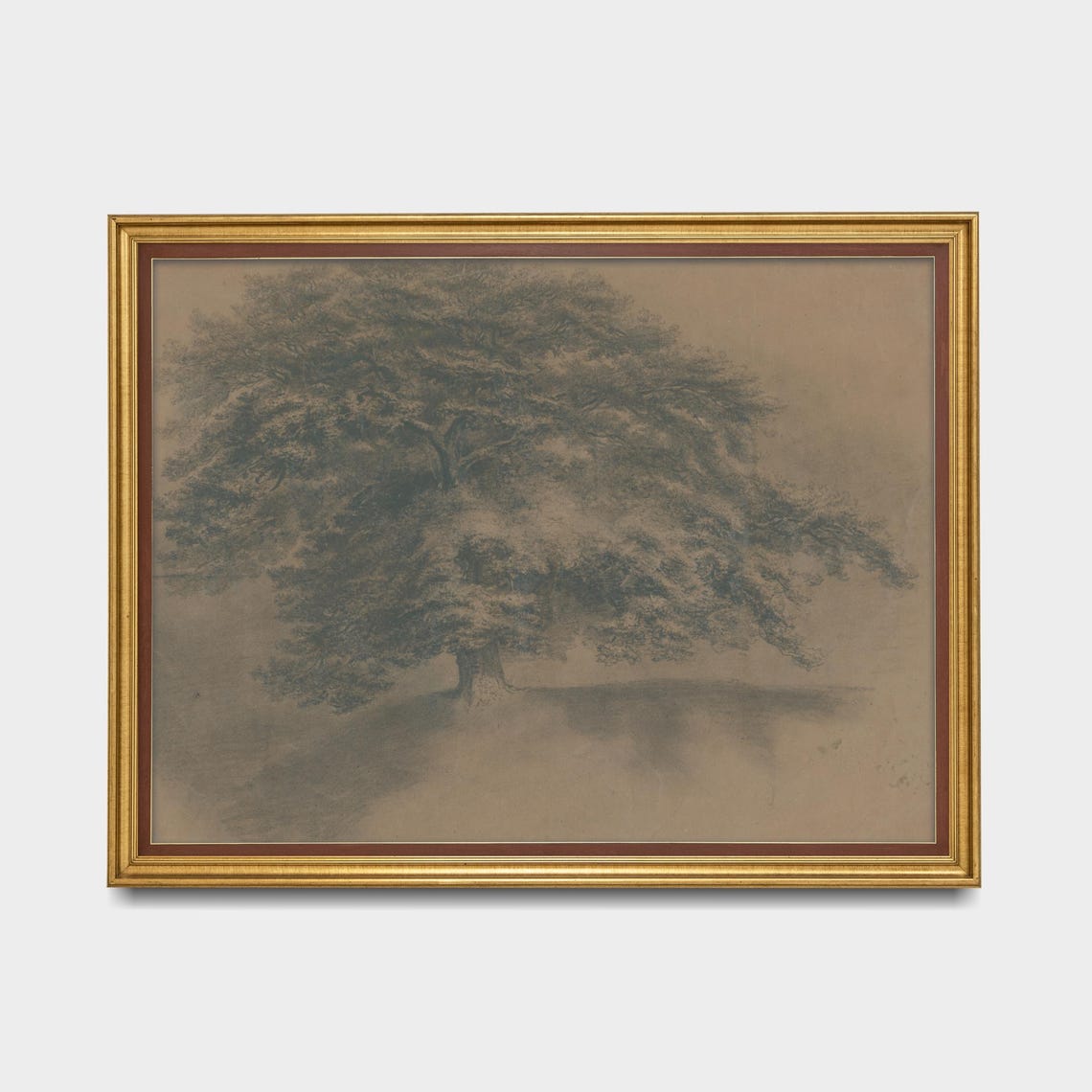 Sepia Sketch Great Spreading Tree Field Vintage Drawing Art Poster - Image 5