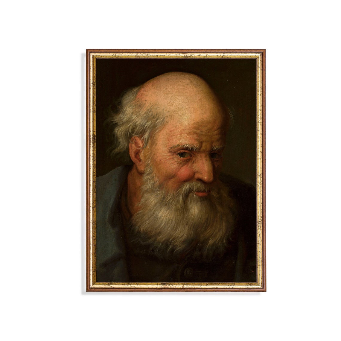 Old Bearded Man Portrait Chiaroscuro Antique Character Study Poster