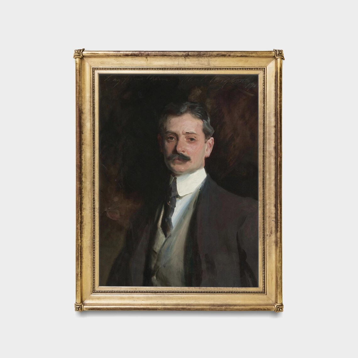 Mustachioed Gentleman in a Dark Suit Antique Society Portrait Poster - Image 5