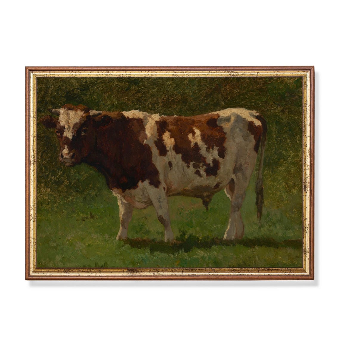 Printed And Shipped Vintage Animal Print Antique Bull Painting Farm Animal Art Farmhouse Decor Fine Art Physical Art Print