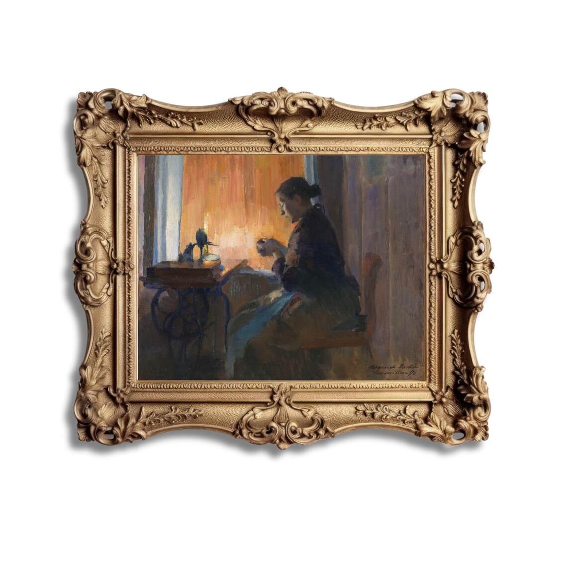 By Lamp Light, Harriet Backer Vintage Art Print - Image 2