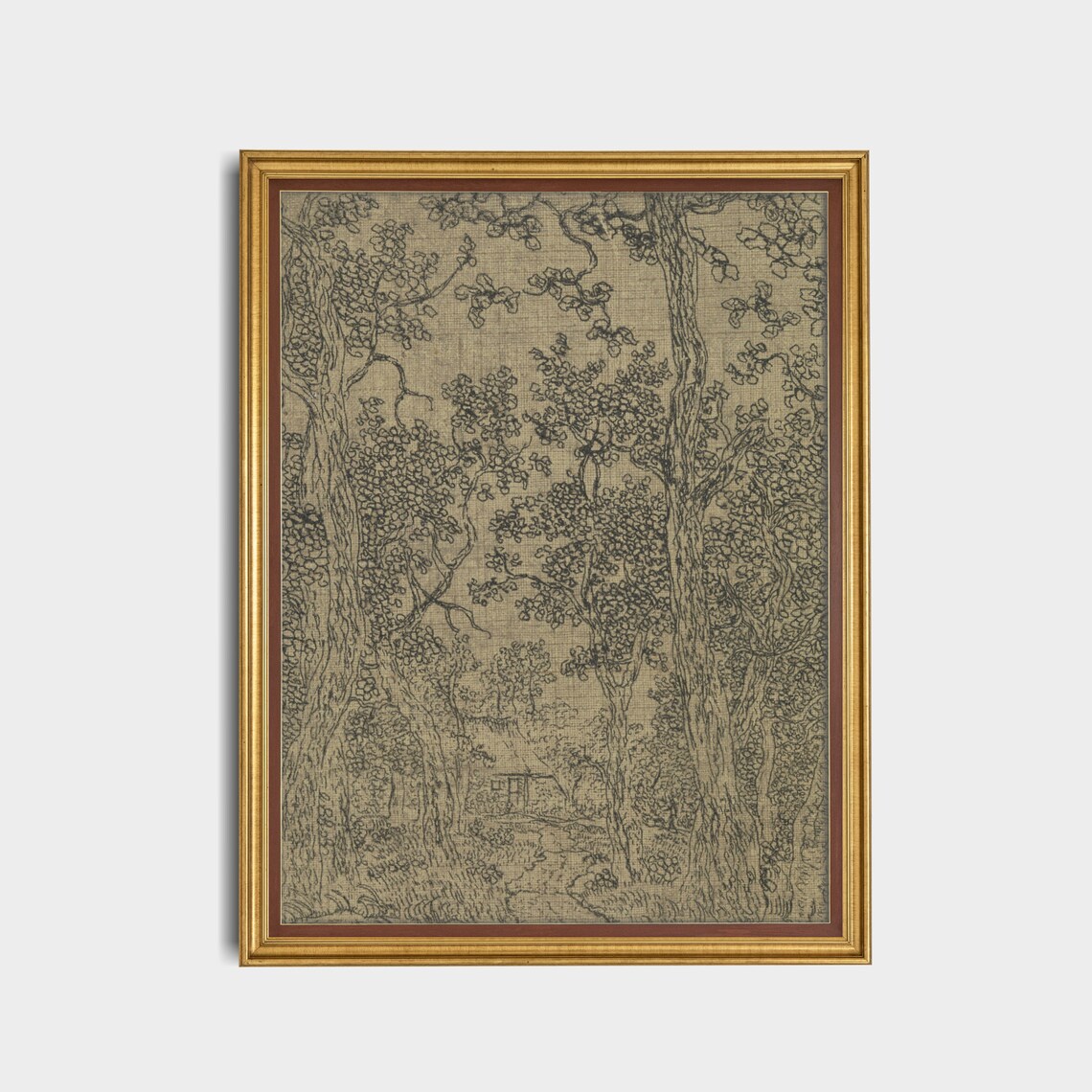 Wooded Landscape Vintage Sketch, Rustic Art Print - Image 5