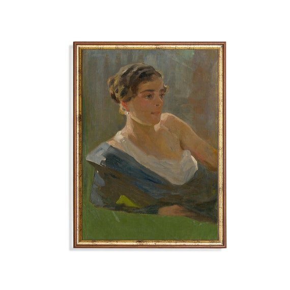 Printed And Shipped Vintage Portrait Painting Antique Woman Portrait Moody Rustic Print 18th Century Fine Art Physical Prints