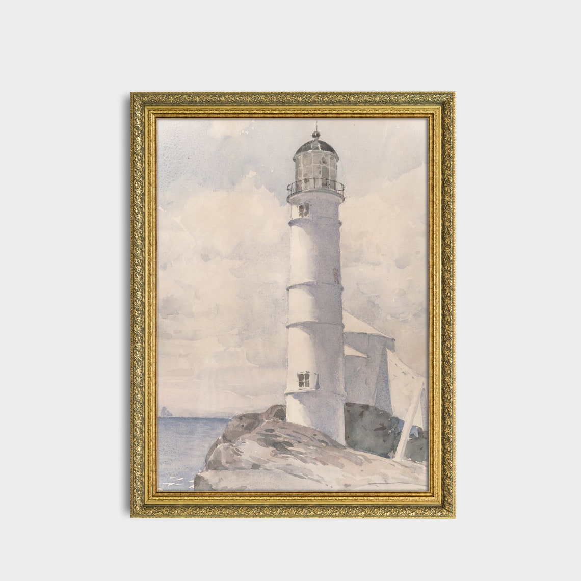 Vintage Lightbox Painting Antique Watercolour Print Nautical Decor Neutral Artwork Wall Art Fine Art - Image 3