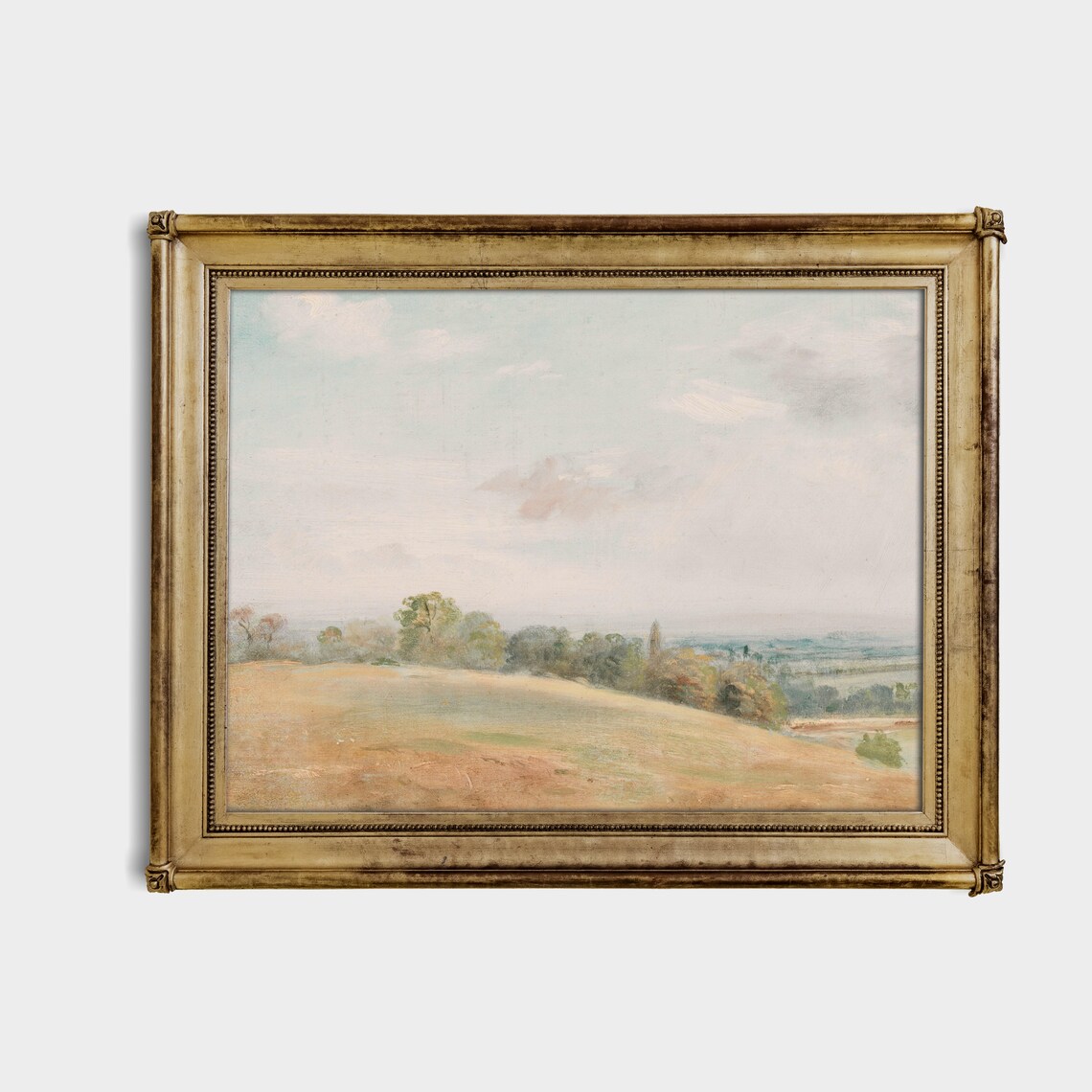 Hazy Pastoral Hillside Muted Vintage Landscape Painting Poster - Image 3