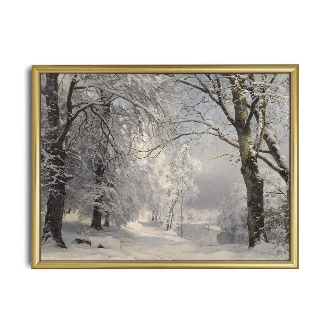 Vintage Winter Landscape Painting, Rustic Scene Art Print - Image 2