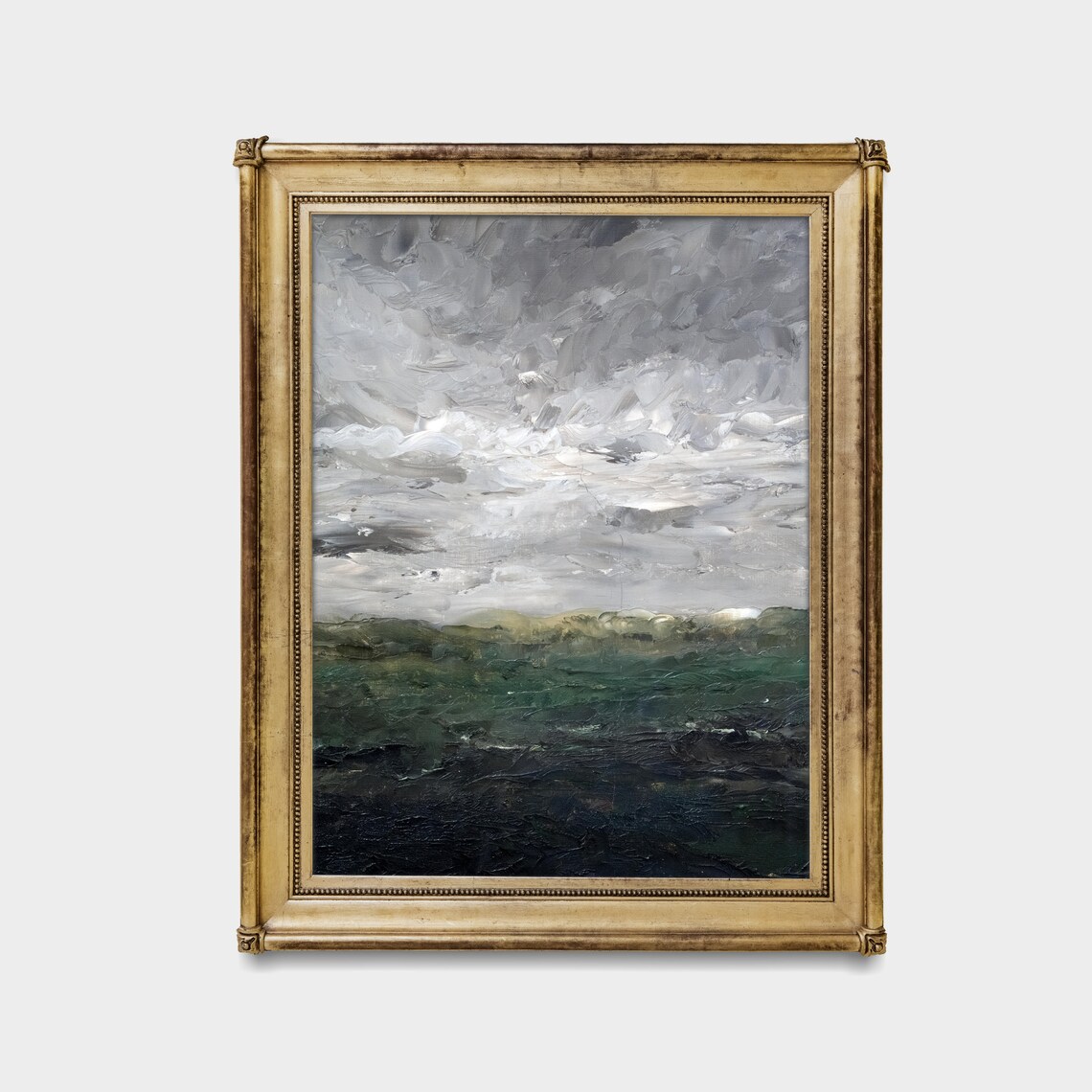 Stormy Abstract Seascape with Dark Green Churning Waves Wall Art - Image 2