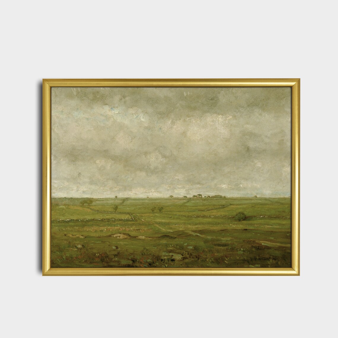 Vast Green Moorland Under a Cloudy Sky Vintage Landscape Poster - Image 5