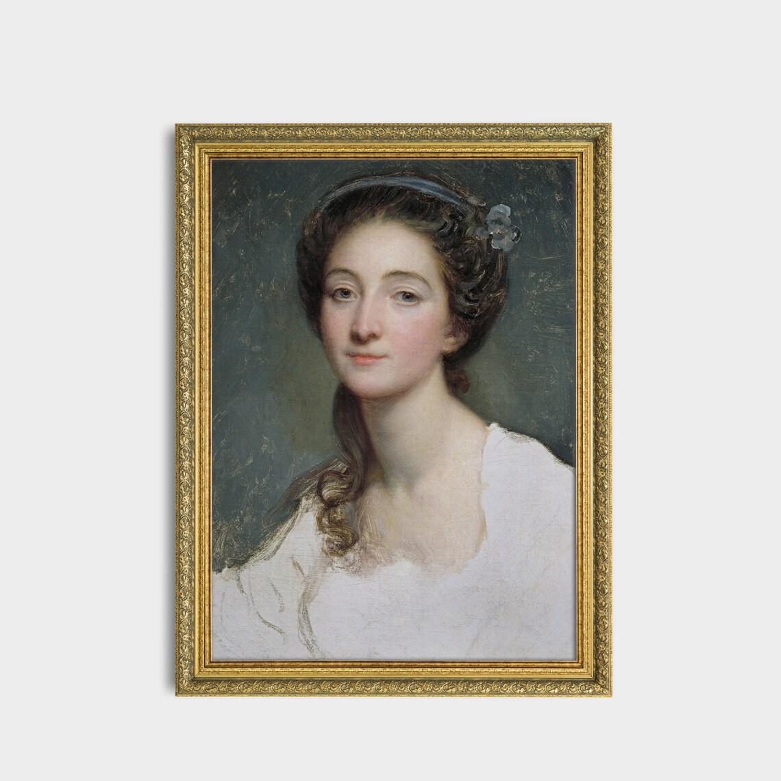 Gentle Young Woman With Headband In White Dress Fine Art Portrait Poster - Image 2
