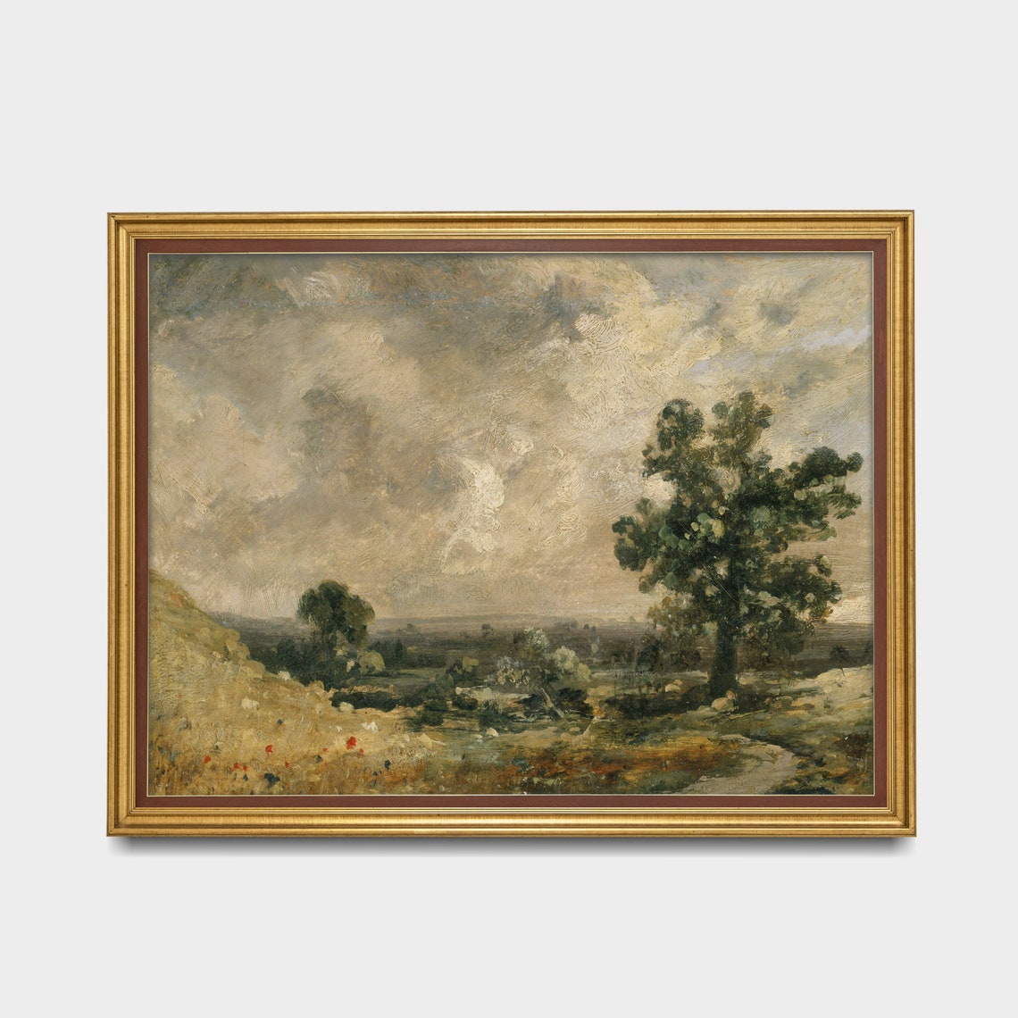 Stormy Sky over Rolling Countryside Vintage Moody Landscape Poster - Image 2