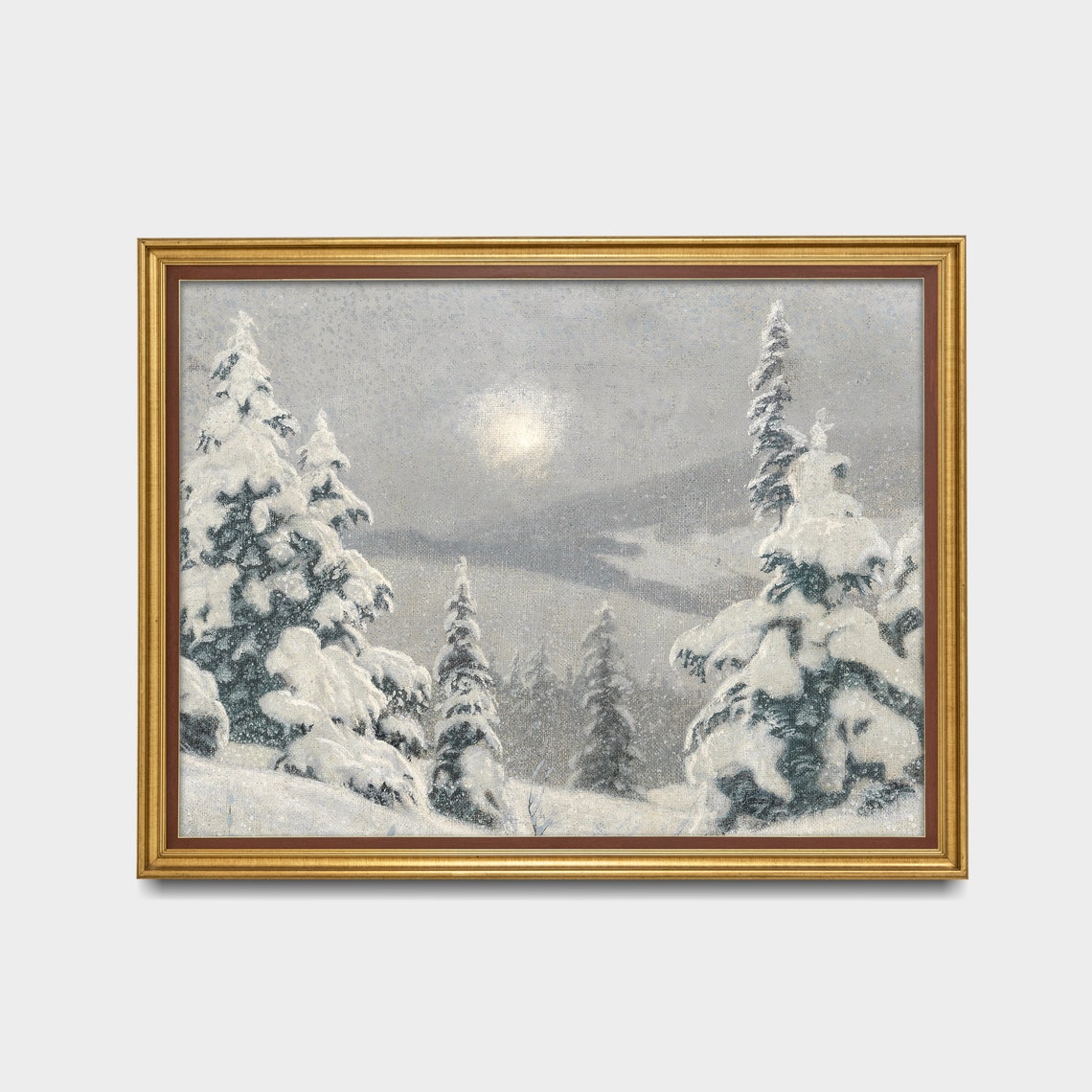 Snow-Laden Firs Under a Glowing Winter Sky at Dusk Magical Poster - Image 4