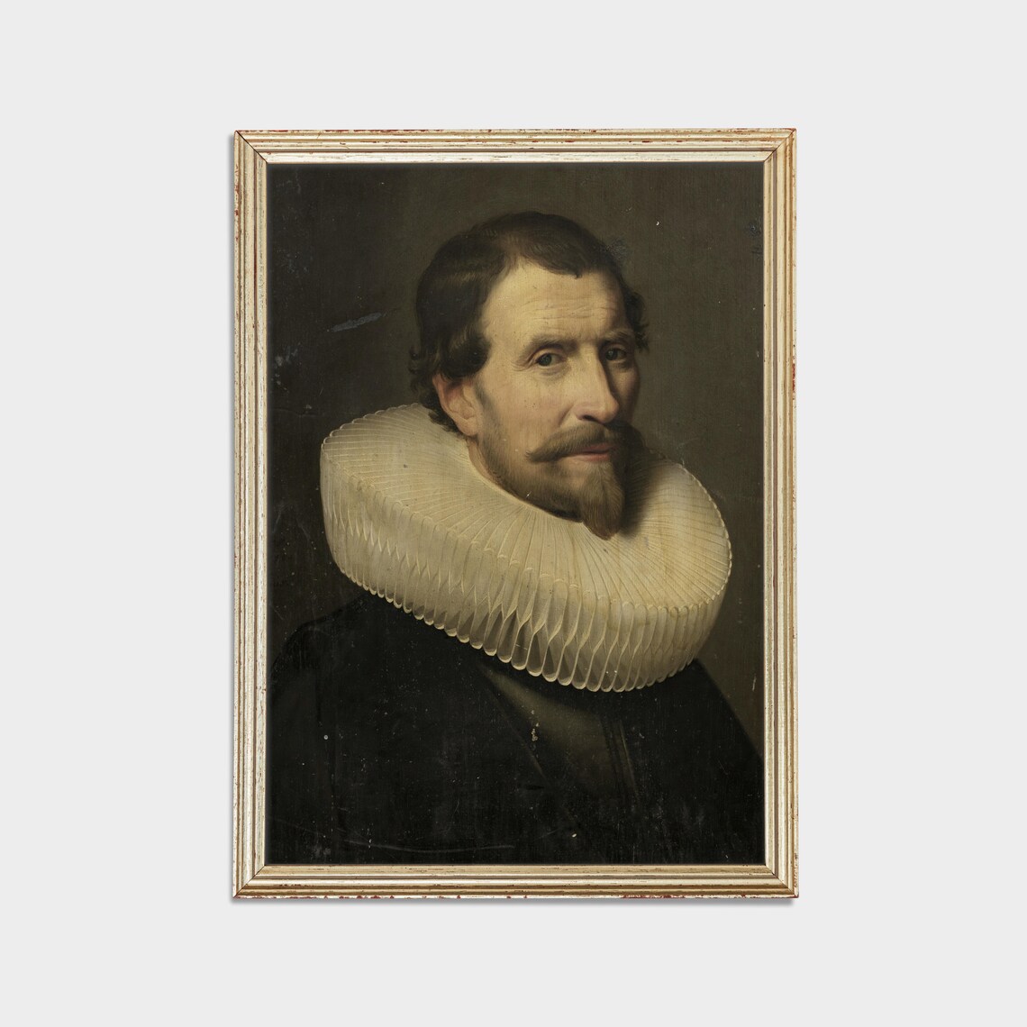 Gentleman in White Ruff Collar Dutch Style Antique Portrait Art Poster - Image 2
