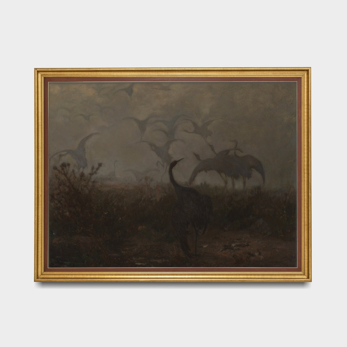 Mailed Print Vintage Birds Painting Antique Cranes Artwork Birds Lover Gift Moody Rustic Cranes Print Printed And Shipped - Image 5