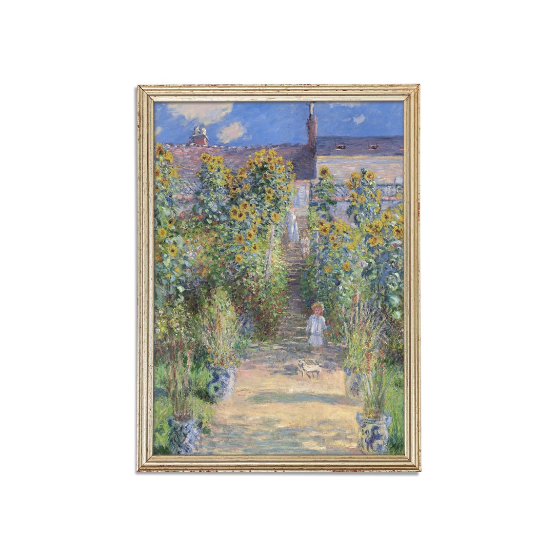 Monet Sunflower Garden at Vetheuil Vintage Impressionist Poster - Image 3