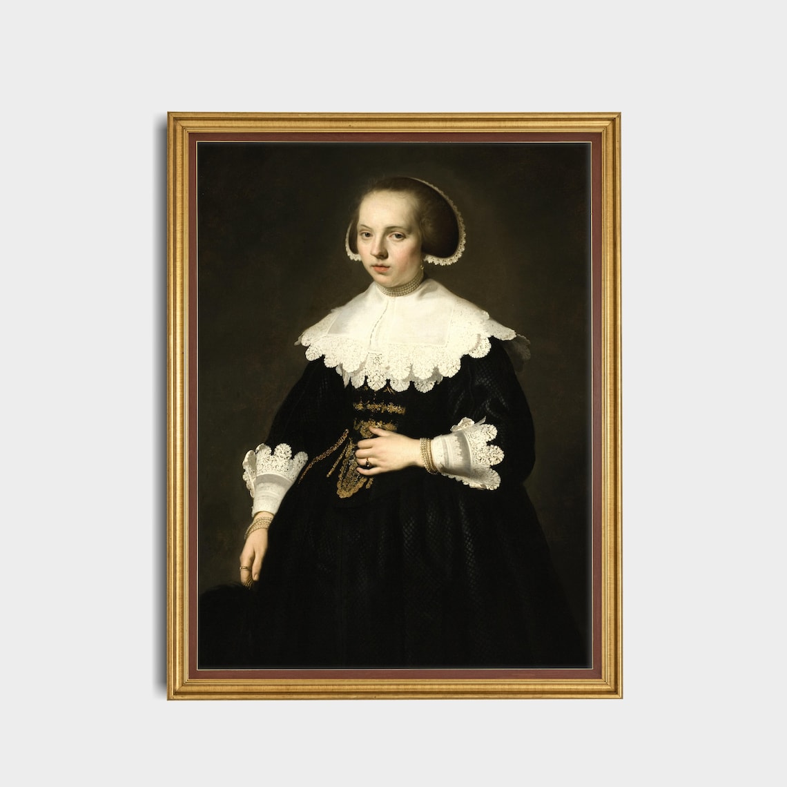 Young Woman in Black With a Lace Collar Dutch Portrait Poster - Image 5