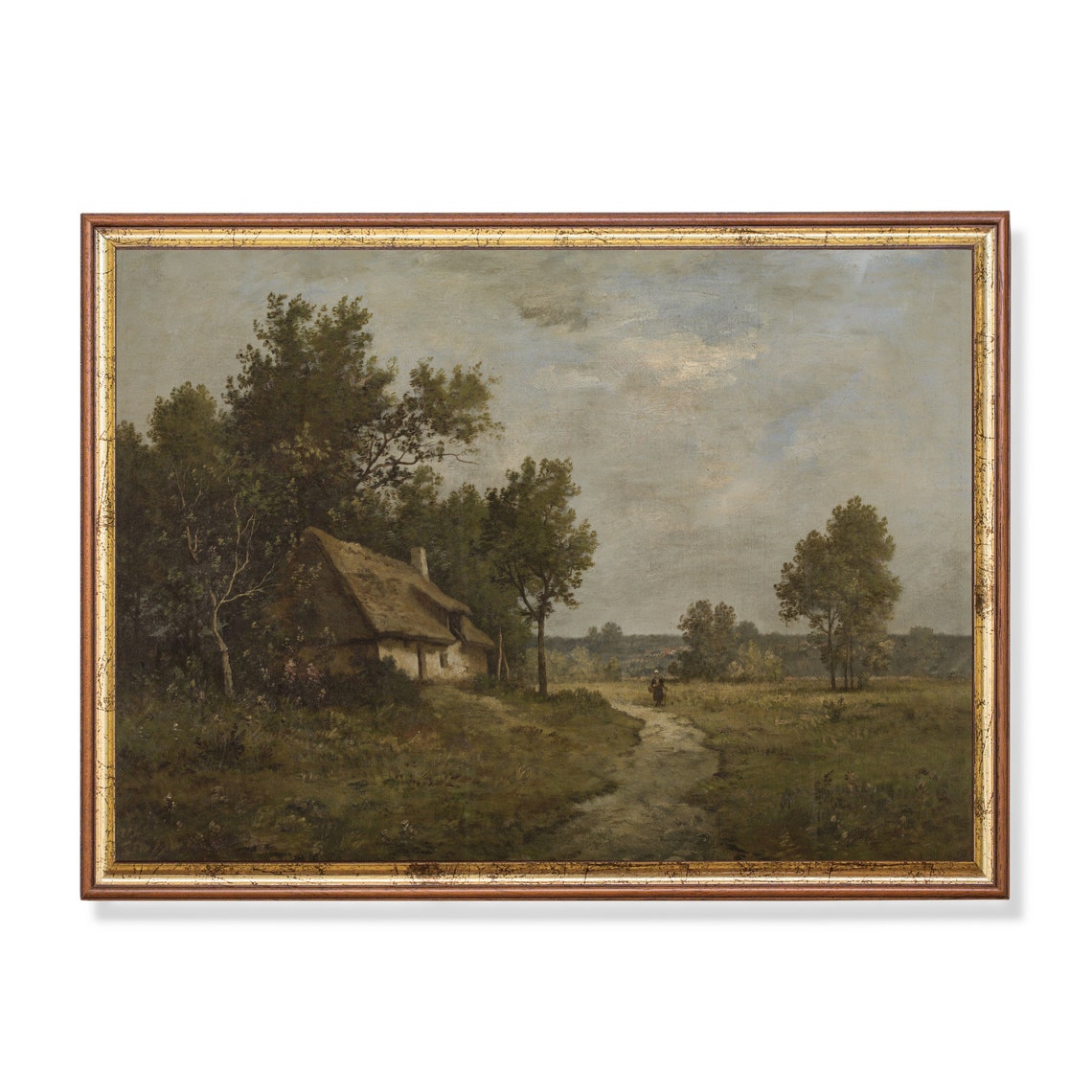 Thatched Cottage Beside a Country Path Barbizon School Poster