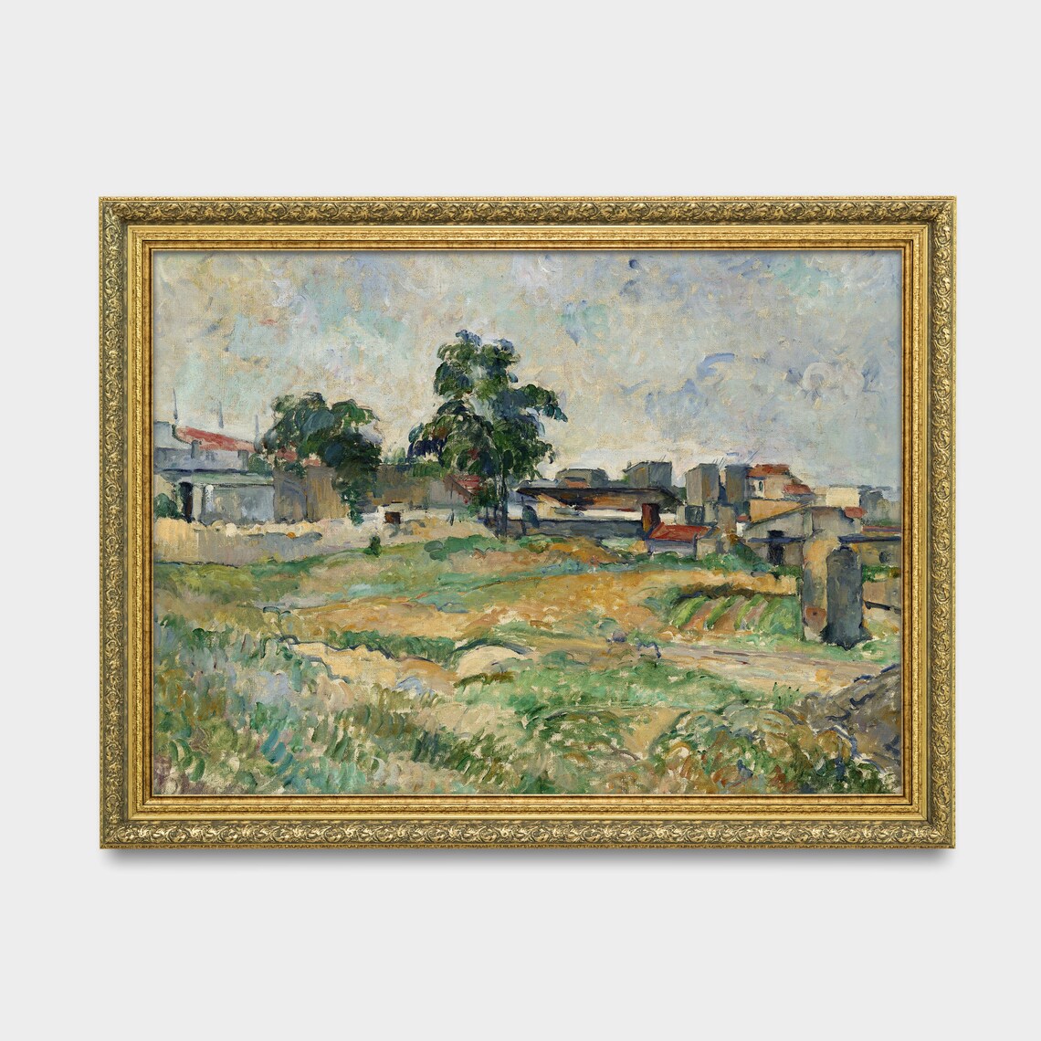 Impressionist Village Landscape With Stone Houses and Trees Poster - Image 2