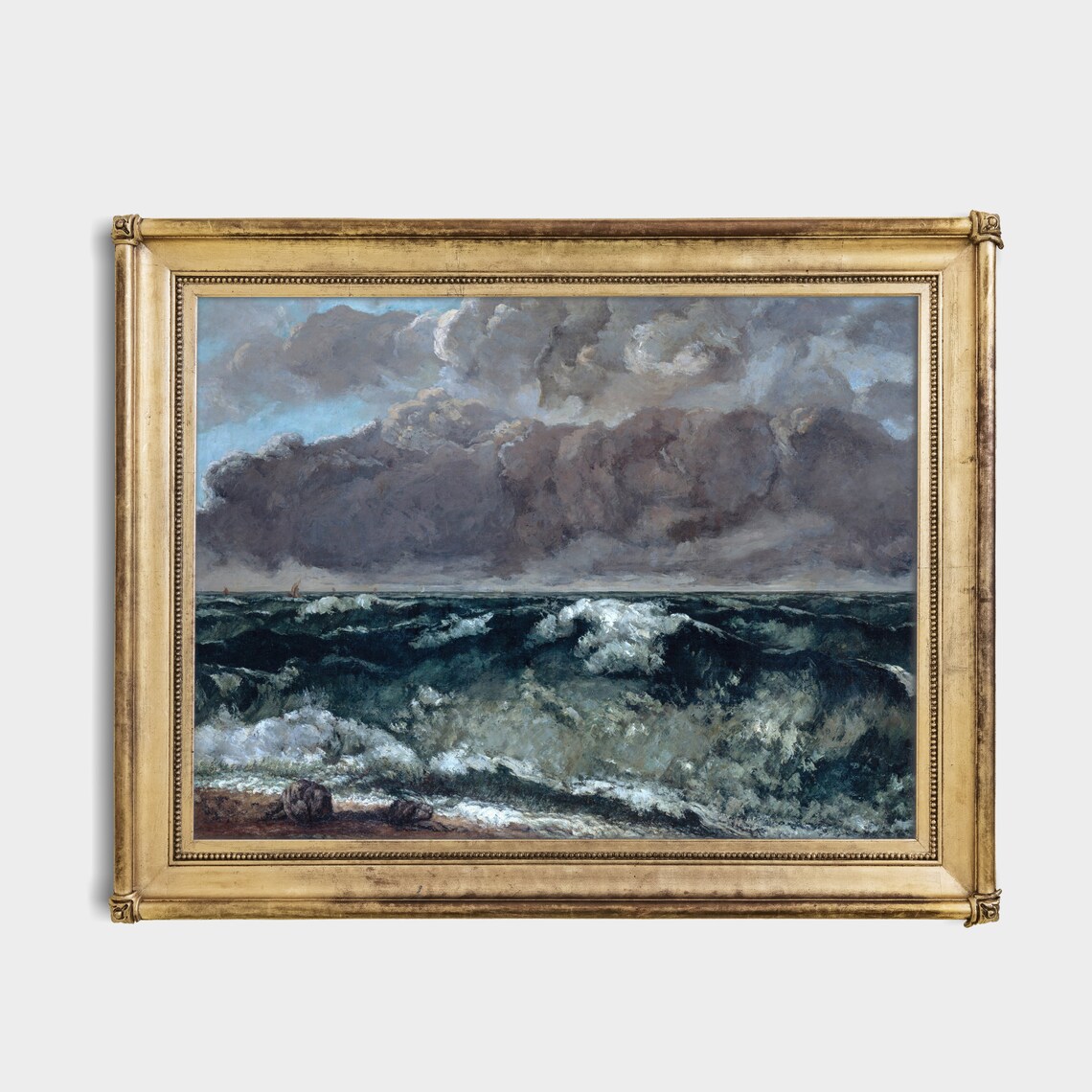 Dramatic Stormy Sea Waves Vintage Seascape Painting Art Poster - Image 3