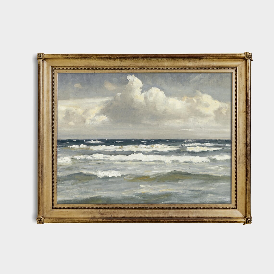 Foaming Whitecaps on the Open Sea Antique Seascape Painting Poster - Image 4