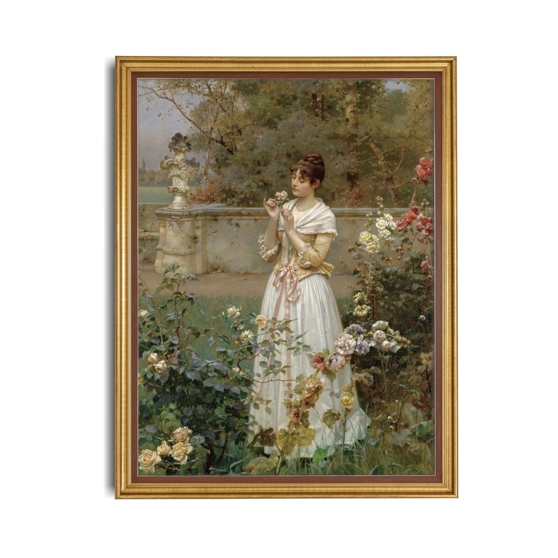 Printed And Shipped Woman In Rose Garden Vintage Portrait Painting Moody Rustic Oil Painting Victorian Female Art Physical Prints - Image 4