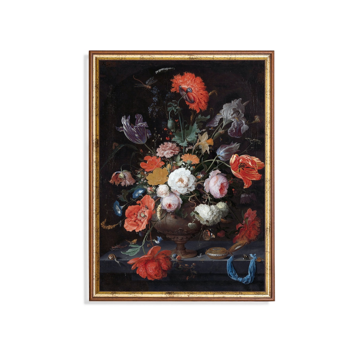 Dutch Floral Bouquet with Poppies Tulips and Roses Still Life Poster