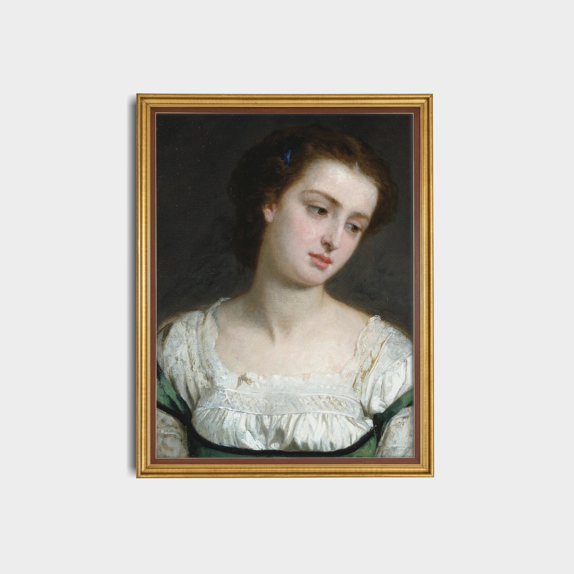 Vintage Portrait Painting Antique Woman Print Wall Art Portrait Of A Young Woman 18th Century Fine Art - Image 3
