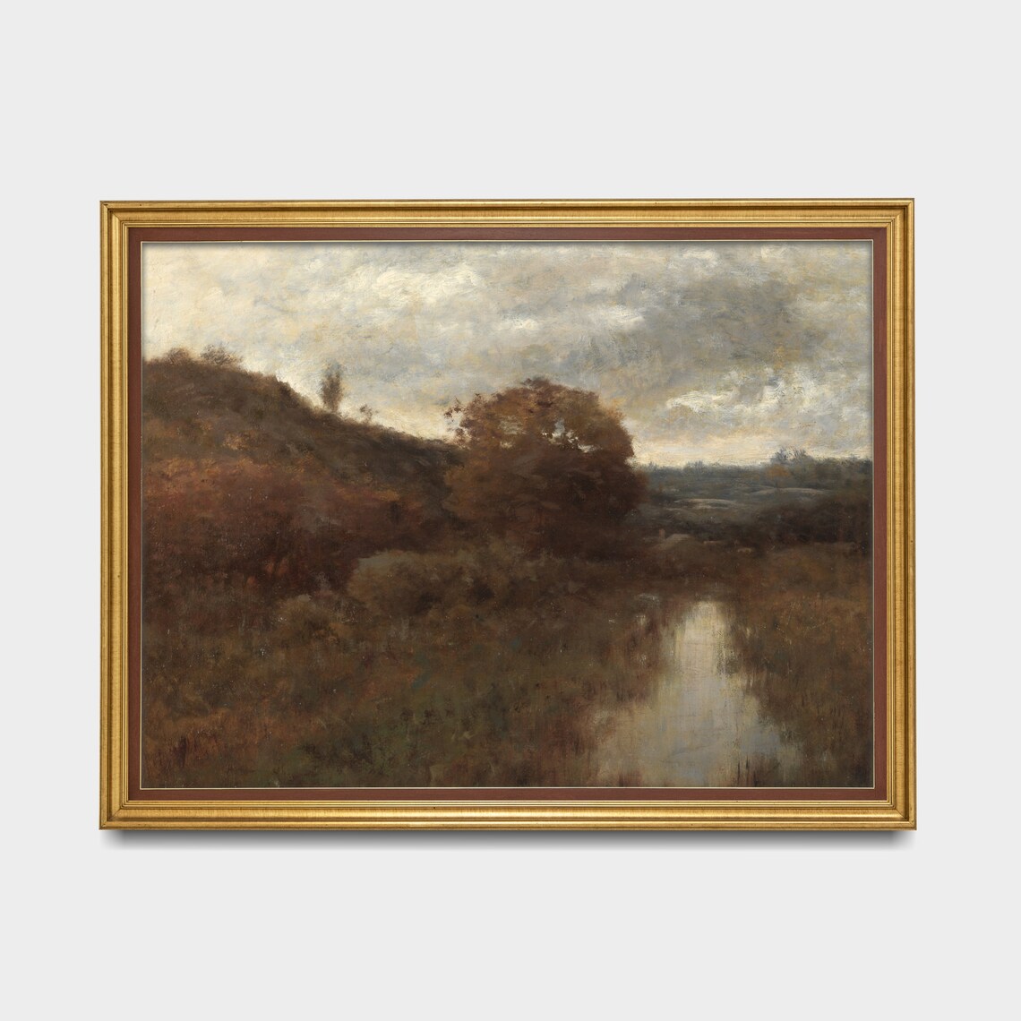 Vintage Country Landscape Painting, Rustic Farmhouse - Image 3