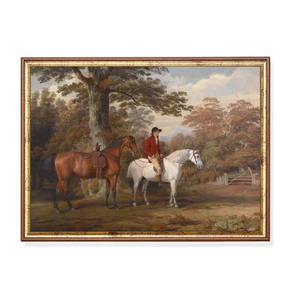 Mailed Print Vintage Horse Painting Antique Equestrian Print Moody Rustic Animal Fine Print Farmhouse Decor Printed And Shipped