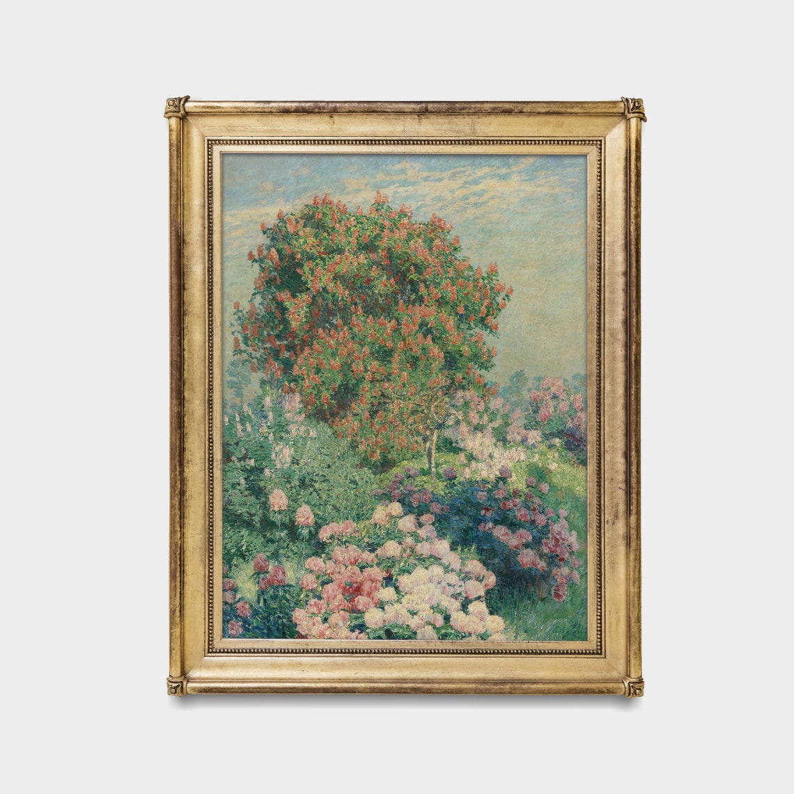 Blossoming Chestnut Tree With Peonies Impressionist Garden Poster - Image 4