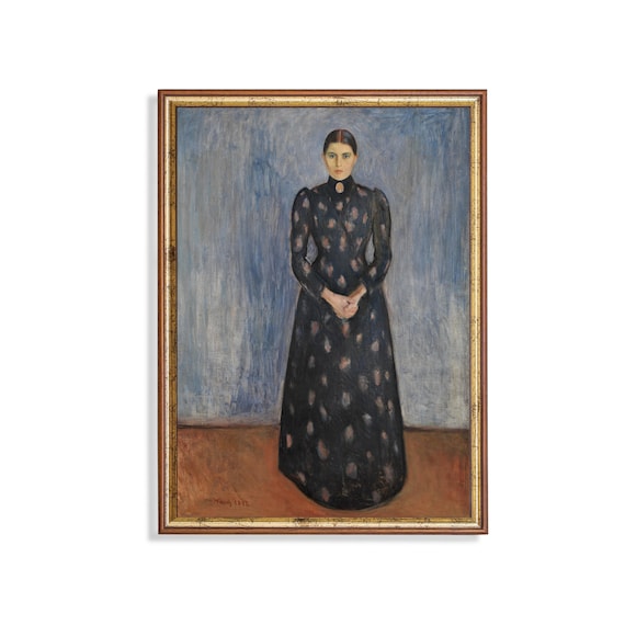 Edvard Munch 1922 Portrait of a Woman in a Floral Dress Poster