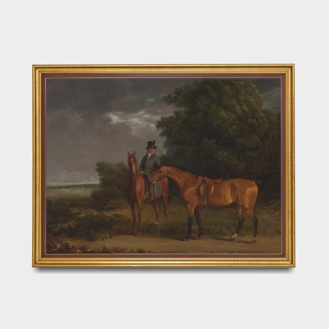 Gentleman in a Top Hat With Two Horses Vintage Equestrian Poster - Image 5