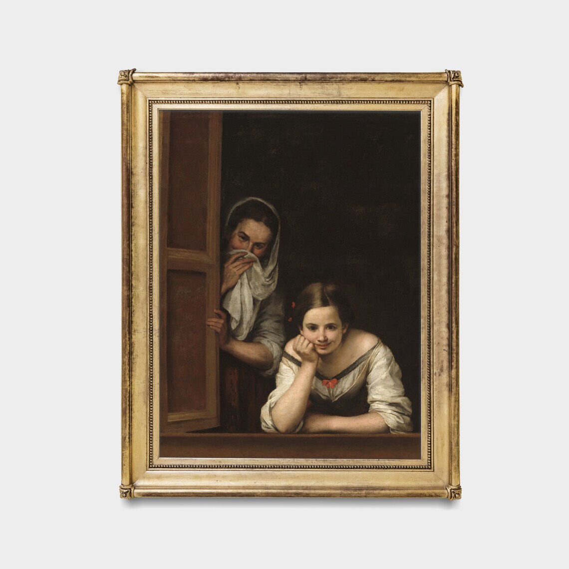 Two Women at Window, Vintage Portrait Art Print - Image 2