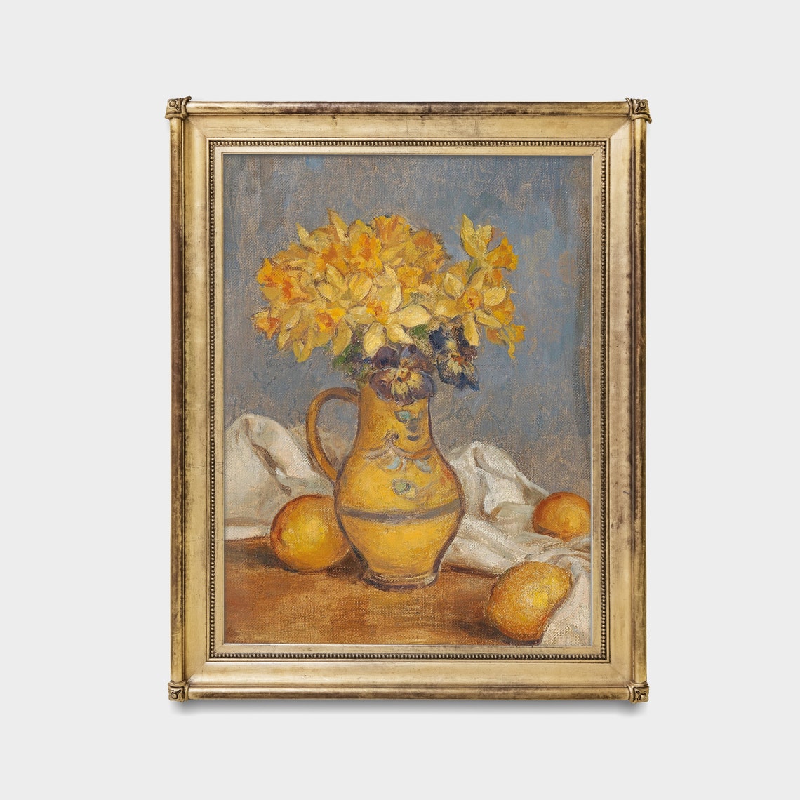 Golden Yellow Daffodils in a Pitcher with Lemons Still Life Poster - Image 3