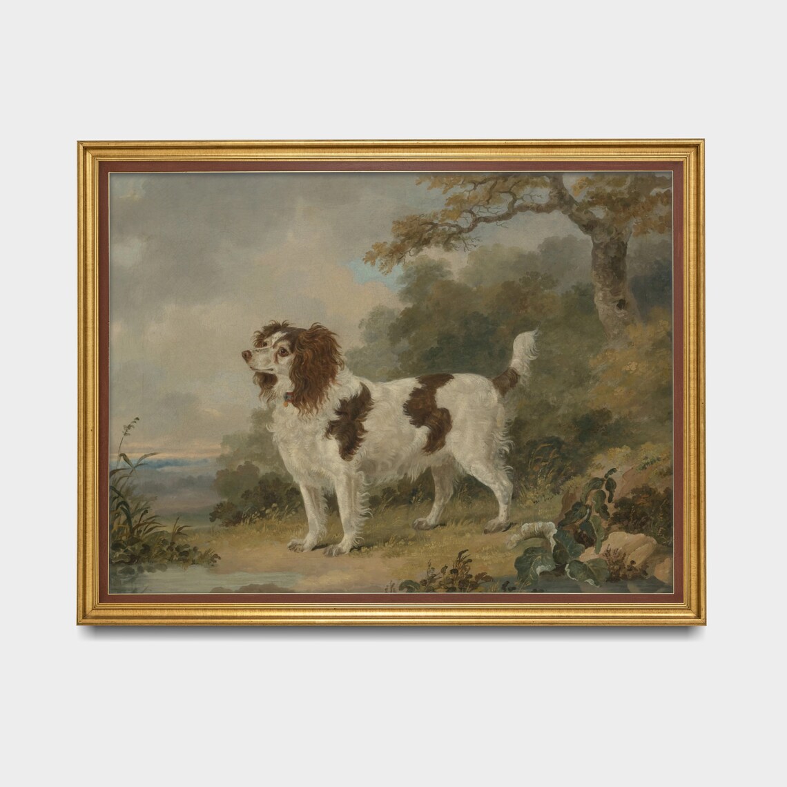 Vintage Dog Painting, Spaniel in a Landscape Art Print - Image 3