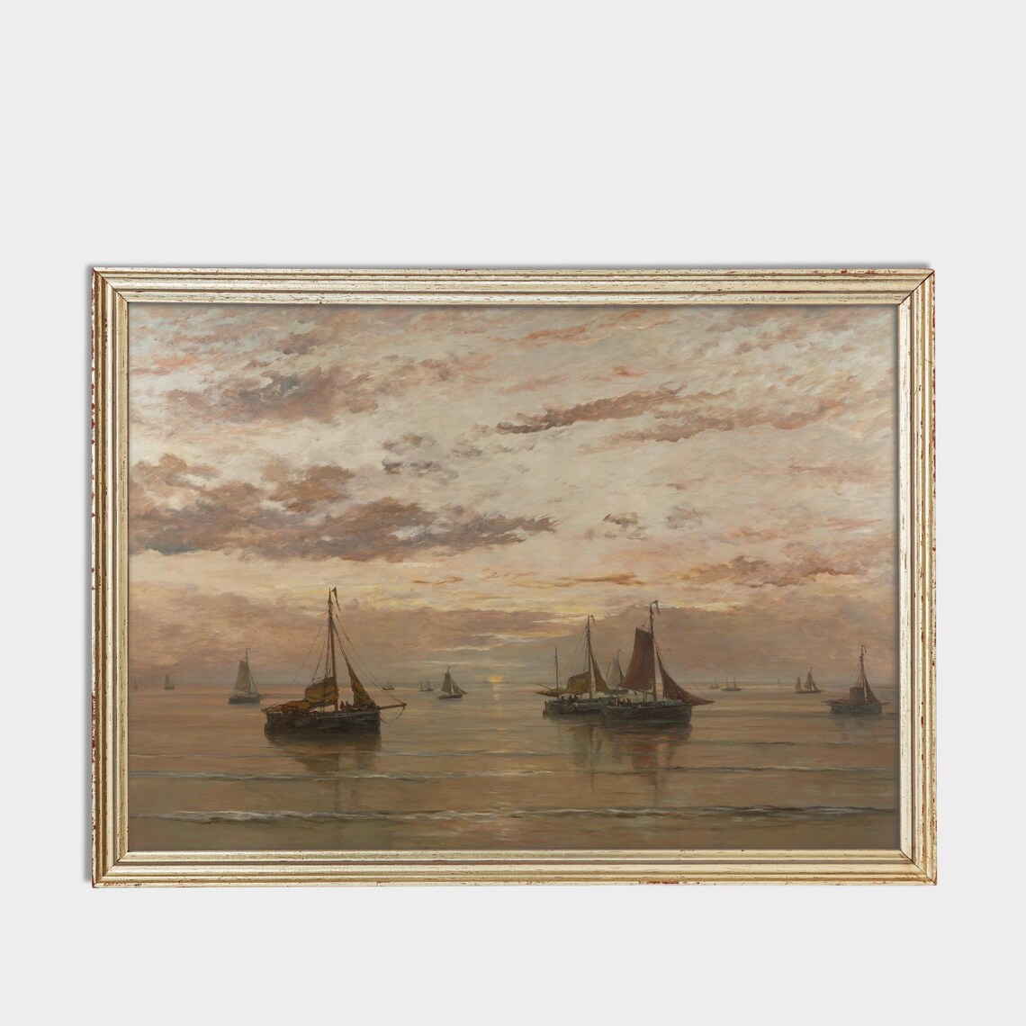 Vintage Sailing Ship Painting, Antique Seascape Art Print - Image 3