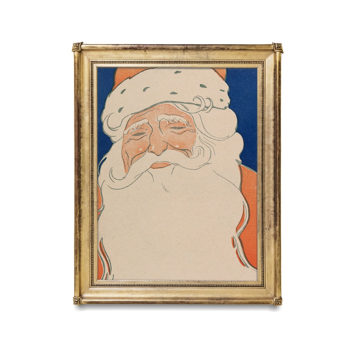 Winking Santa Claus Face Vintage Christmas Illustration Holiday Poster - Image 2