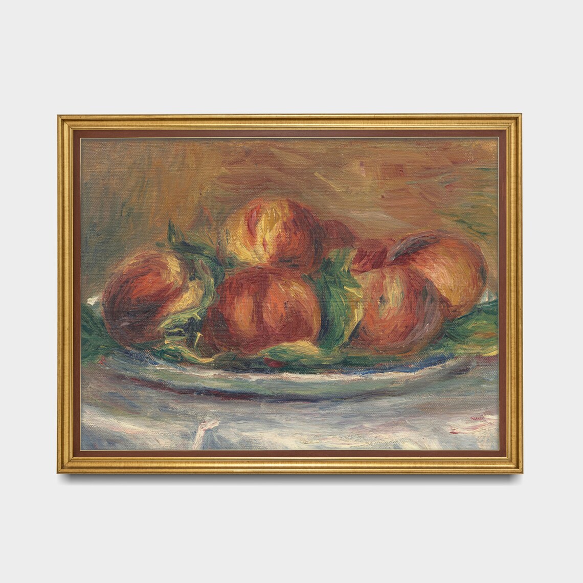 Ripe Peaches on a Plate Impressionist Style Vintage Still Life Poster - Image 4