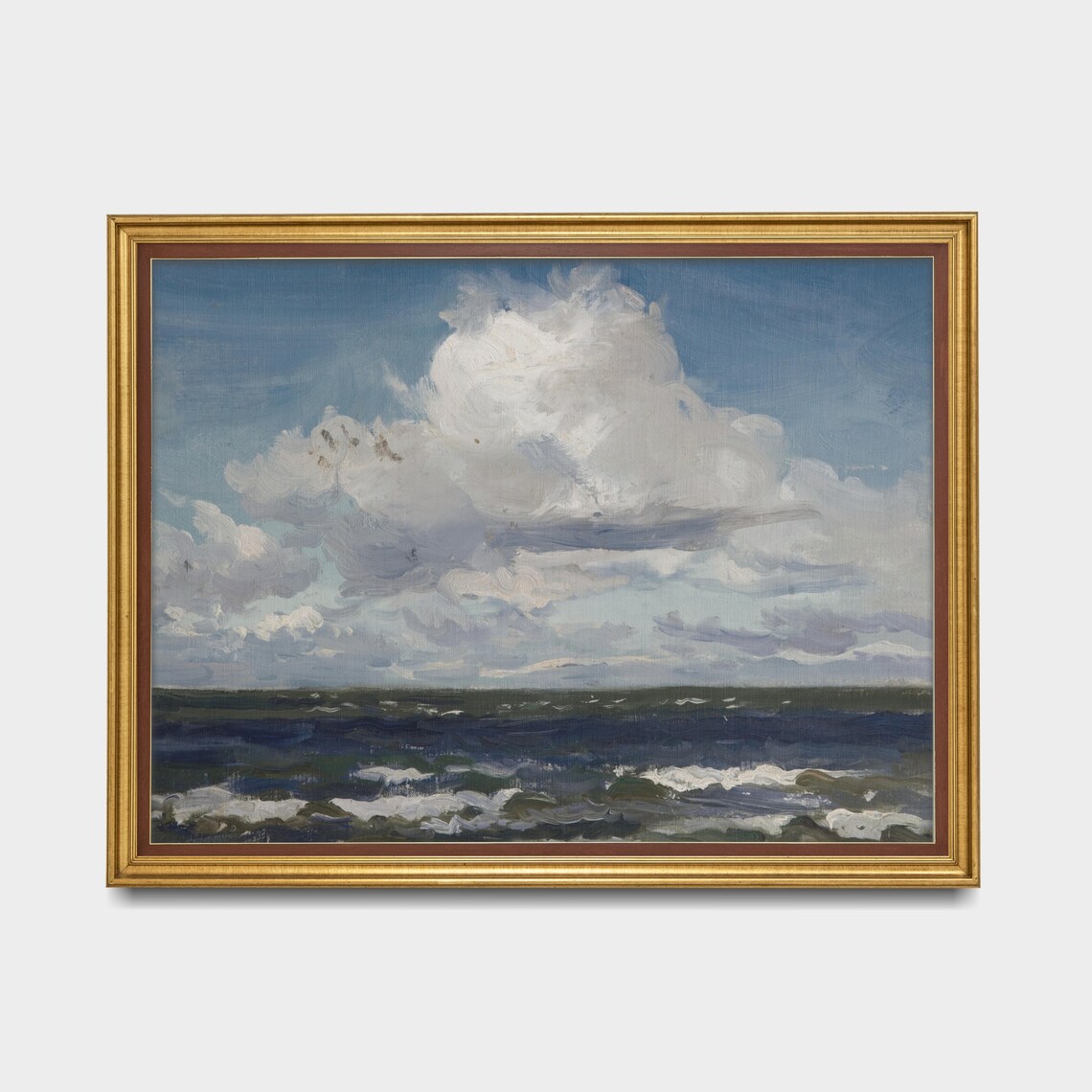 Vintage Ocean Cloud Study Dramatic Seascape Oil Painting Wall Art - Image 4