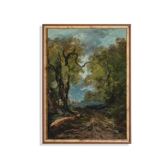 Print And Ship Vintage Landscape Painting Antique Nature Print Mailed Art Farmhouse Decor Rustic Moody Print Vintage Home Decor