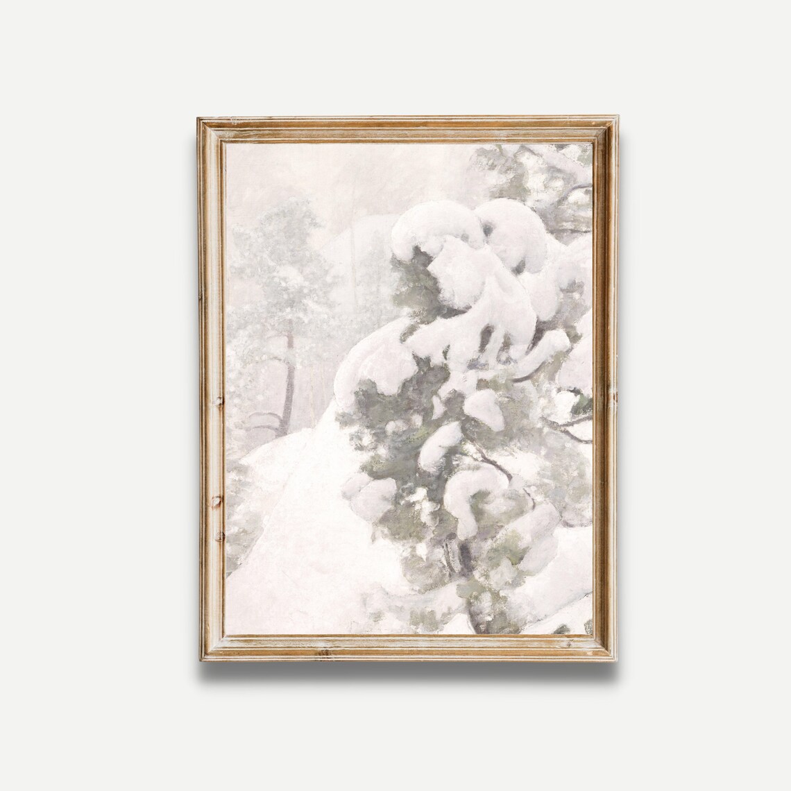 Vintage Snowy Landscape Art Print, Rustic Winter Scene - Image 3